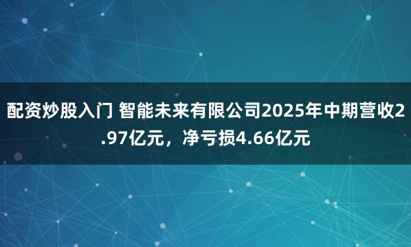 配资炒股入门 智能未来有限公司2025年中期营收2.97亿元，净亏损4.66亿元